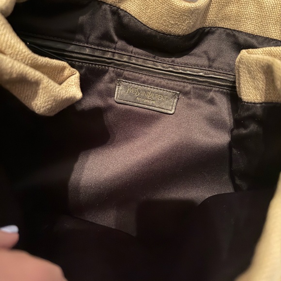 Yves Saint Laurent Tan Canvas Tote with Gold Accents - Picture 3 of 4